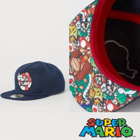 H&M X Super Mario Bros | Graphic Mario Motif Detail Cap - Picture 1 of 8